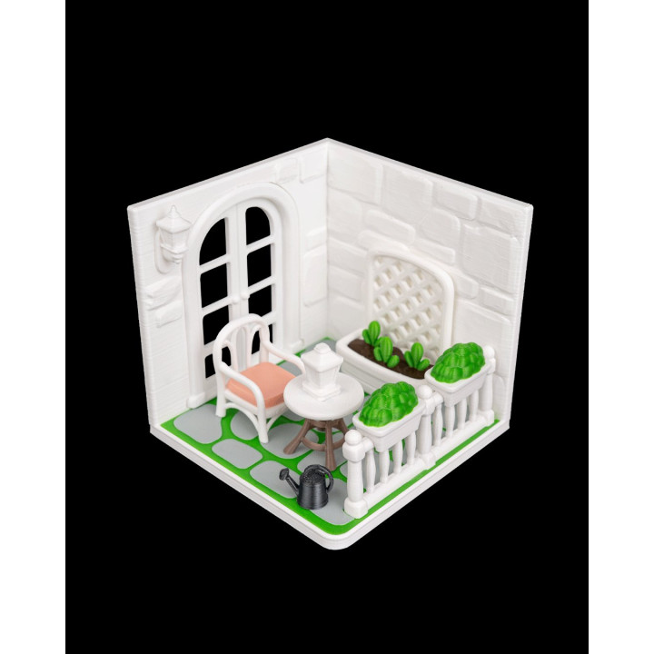 Tiny Balcony – Scène Miniature Balcon Cosy Avec Jardin & Mobilier