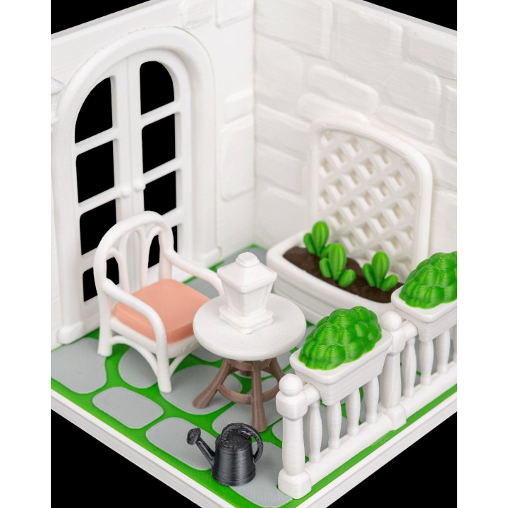 Tiny Balcony – Scène Miniature Balcon Cosy Avec Jardin & Mobilier