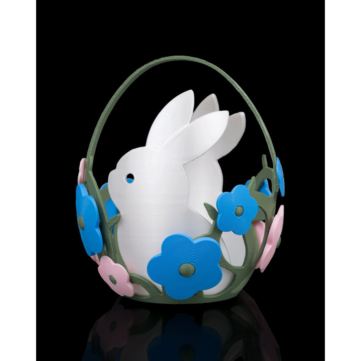 Panier De Pâques Lapin Fleuri – Décoration Printanière Made In Occitanie