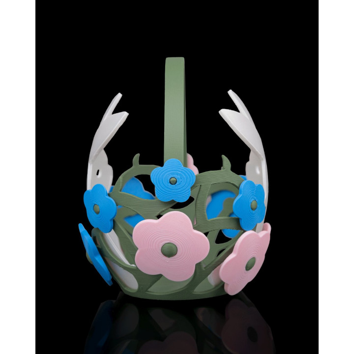 Panier De Pâques Lapin Fleuri – Décoration Printanière Made In Occitanie