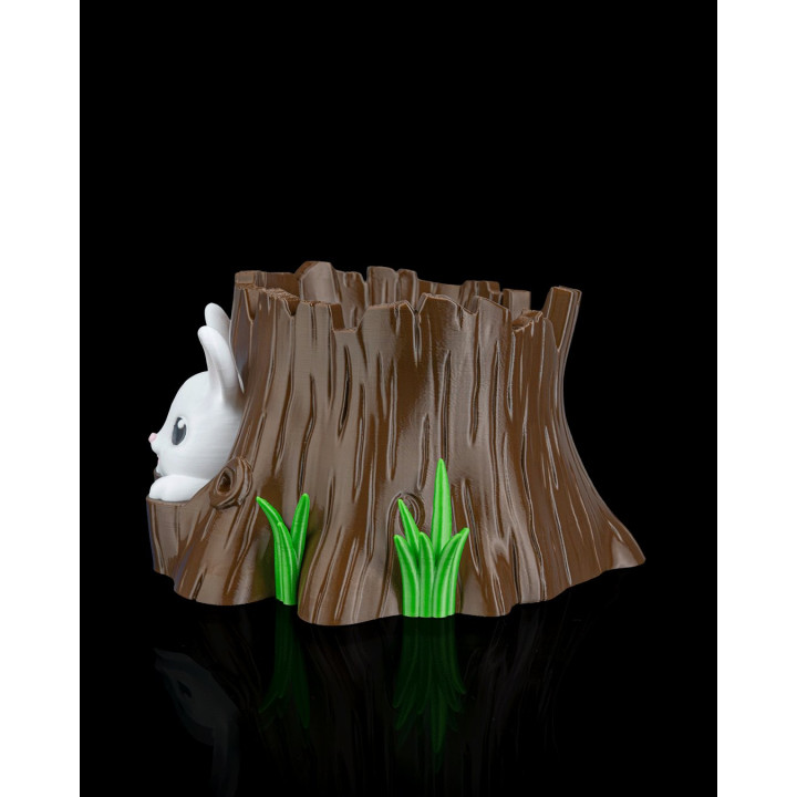 Coupe Terrier Du Lapin – Bol Tronc D'Arbre Avec Lapin Espiègle