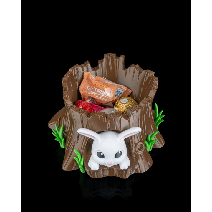 Coupe Terrier Du Lapin – Bol Tronc D'Arbre Avec Lapin Espiègle