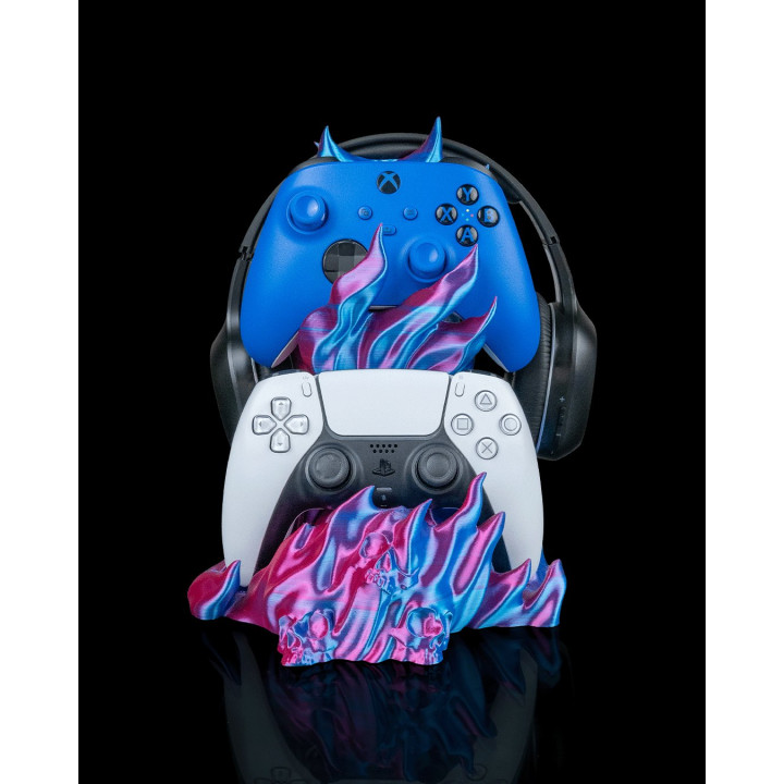 Spellcaster'S Stash – Support Casque & Manette Gaming Flammes Démoniques