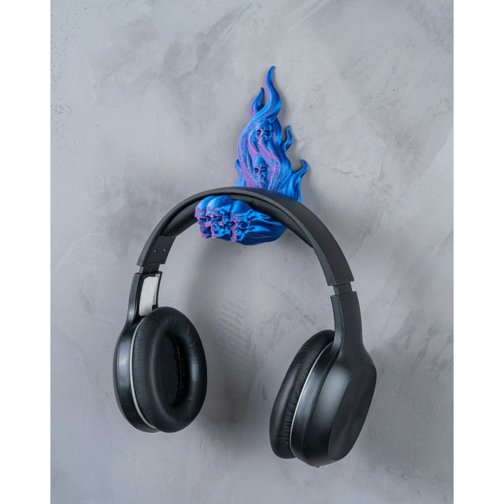 Support Casque Dark Ember – Flammes & Crânes, Ambiance Dark Fantasy