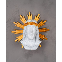 Buste Du Saint-Christ – Sculpture Auréole Bicolore, Made In Occitanie