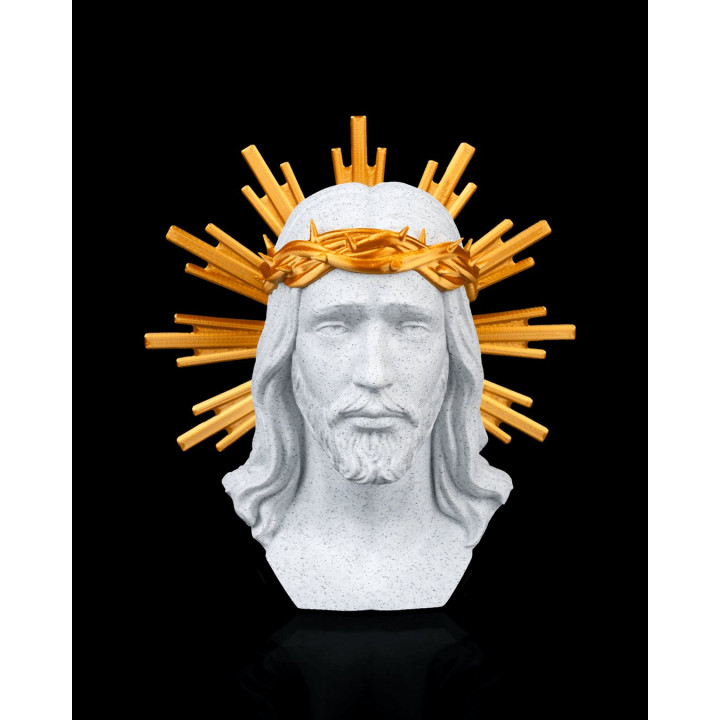 Buste Du Saint-Christ – Sculpture Auréole Bicolore, Made In Occitanie