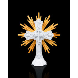 Croix Sacrée Rayonnante – Décoration Religieuse Bicolore