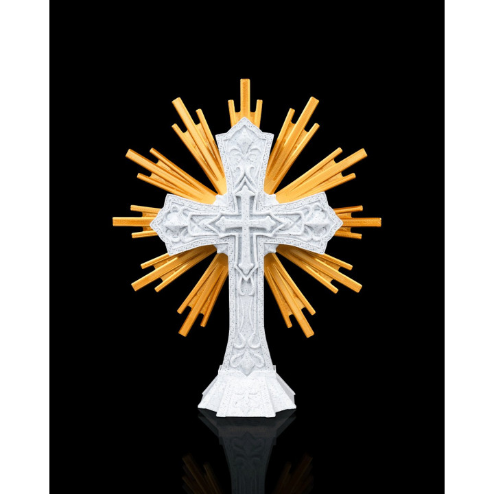 Croix Sacrée Rayonnante – Décoration Religieuse Bicolore