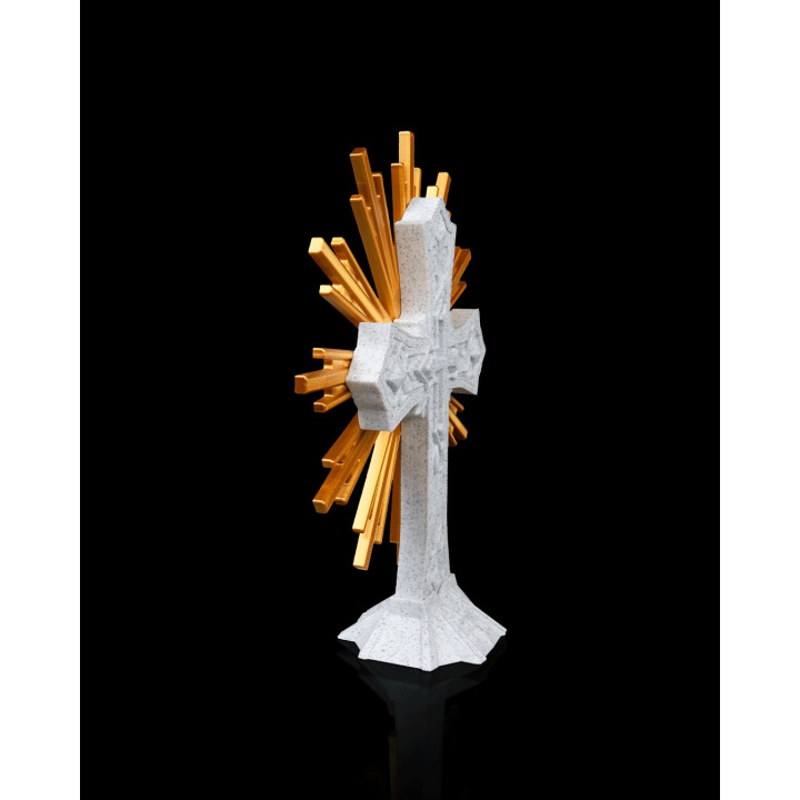 Croix Sacrée Rayonnante – Décoration Religieuse Bicolore