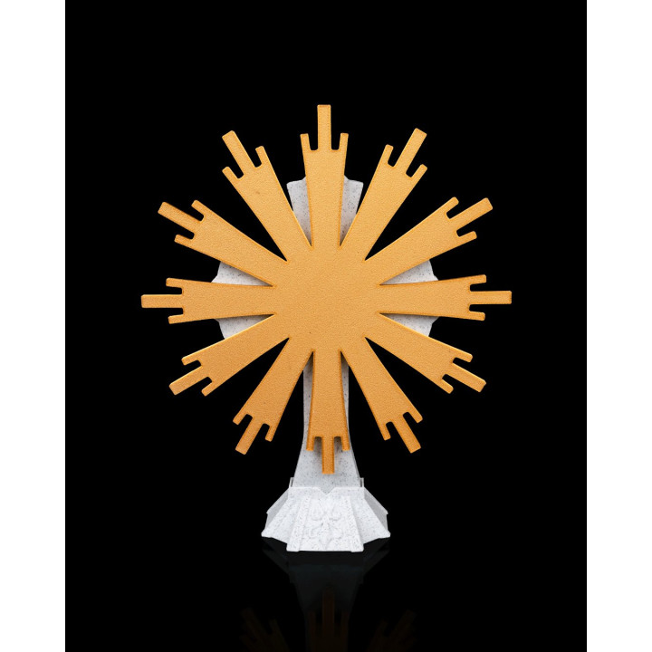 Croix Sacrée Rayonnante – Décoration Religieuse Bicolore