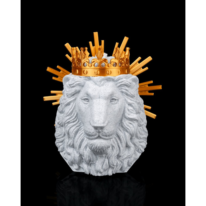 Lion De Juda Couronné – Trophée Mural Majestueux Blanc & Or