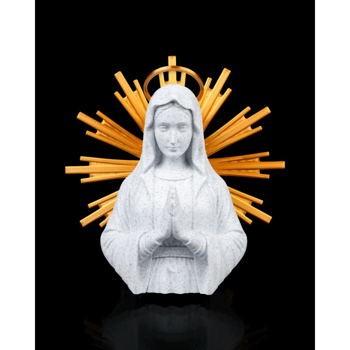 Vierge Marie En Prière – Buste Auréolé Bicolore