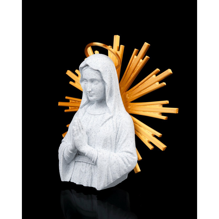 Vierge Marie En Prière – Buste Auréolé Bicolore