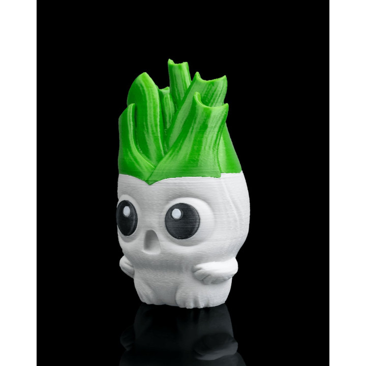 Lee Le Poireau – Porte-Clés Figurine Crâne Végétal Kawaii