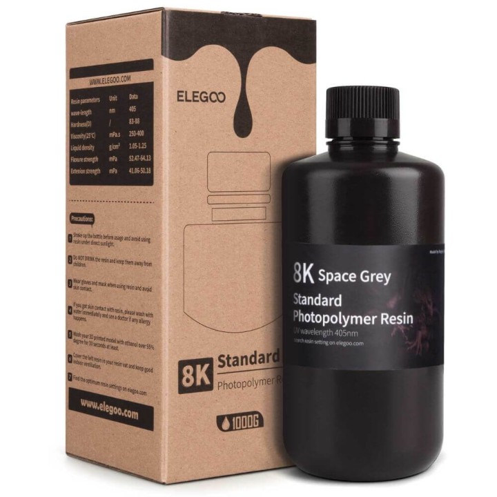 Elegoo - Résine UV Standard 8k - Gris (Space Grey) - 1 kg | Espace Mak