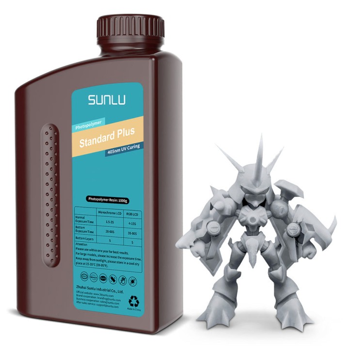 Sunlu - Résine Standard Plus - Gris Clair (Solid Grey) - 1 kg | Espace