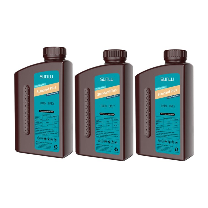 Sunlu - Résine Standard Plus - Gris Foncé (Dark Grey) - 1 kg - Lot de 