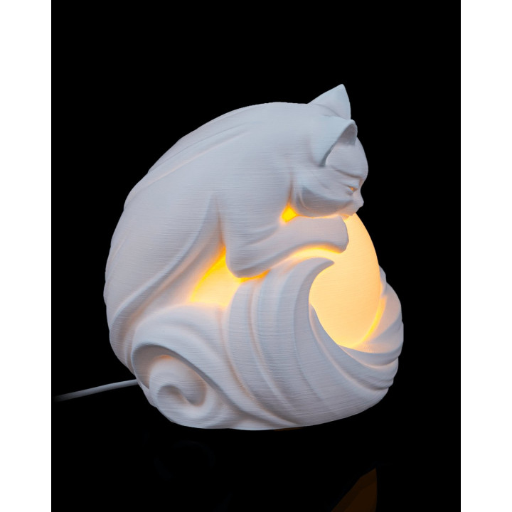Lampe De Table Chat Endormi – Veilleuse Féline Décorative