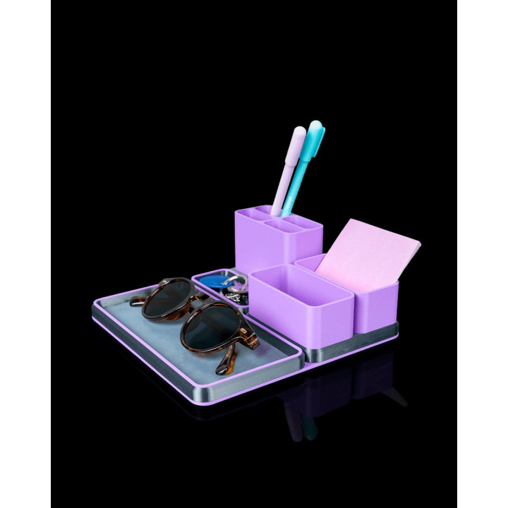 Kit Organisateur De Bureau Pro – Plateau, Porte-Stylos & Rangement Modulaire