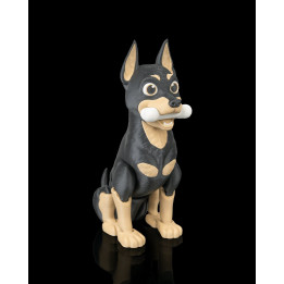 Axel Le Dobermann – Figurine Décorative Chibi Avec Os