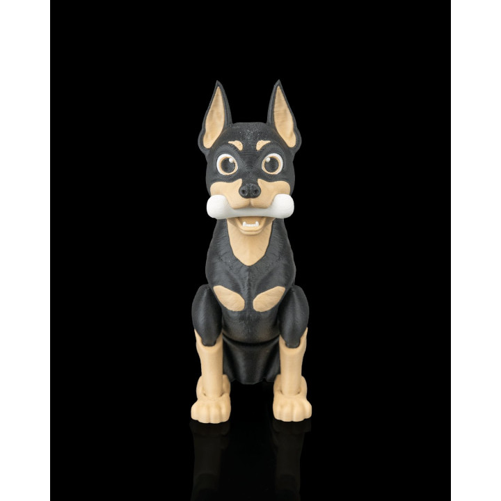 Axel Le Dobermann – Figurine Décorative Chibi Avec Os