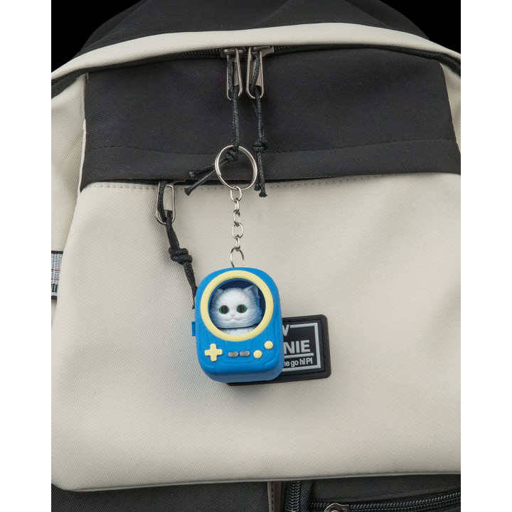 Porte-Clés Chat Angora Turc – Figurine Chat Dans Sac À Dos Gamer