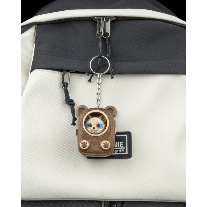 Porte-Clés Chat Siamois "Cuddle Pack" – Chaton Dans Son Sac À Dos Ourson