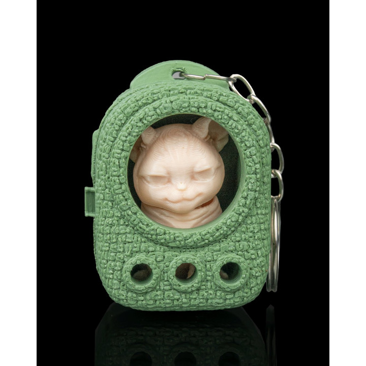 Porte-Clés Chat Sphynx Dans Son Sac À Dos Tricoté – Figurine Originale