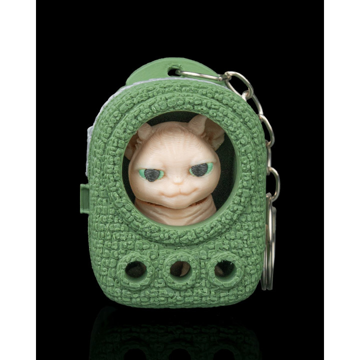 Porte-Clés Chat Sphynx Dans Son Sac À Dos Tricoté – Figurine Originale