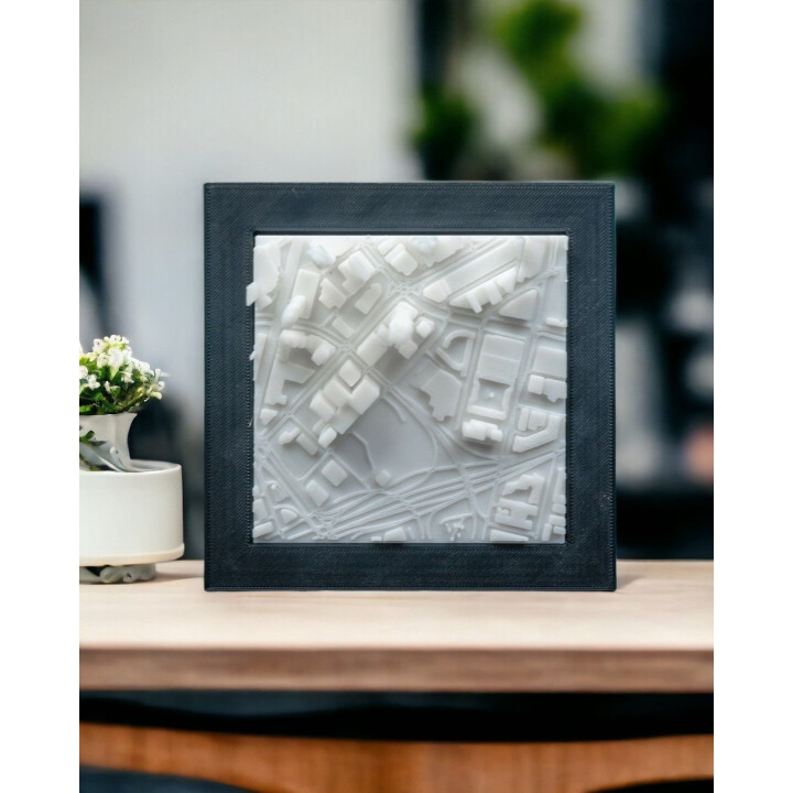 Carte 3D De Melbourne – Relief Urbain Encadré