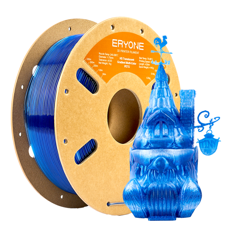Filament PETG Haute Vitesse Translucide Dégradé Multicolore Eryone 1,75 mm (1 kg)
