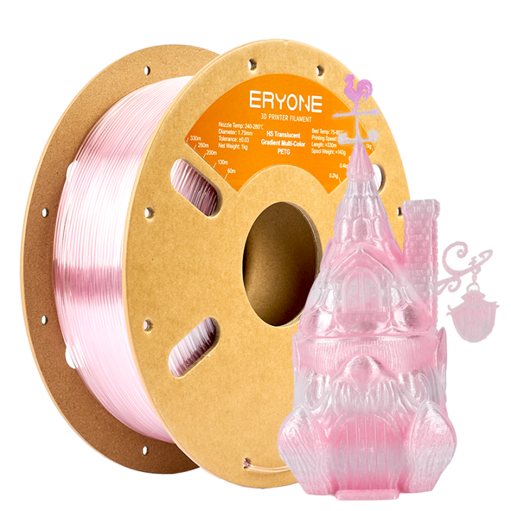 Filament PETG Haute Vitesse Translucide Dégradé Multicolore Eryone 1,75 mm (1 kg)