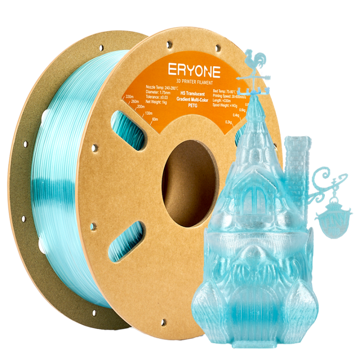 Filament PETG Haute Vitesse Translucide Dégradé Multicolore Eryone 1,75 mm (1 kg)