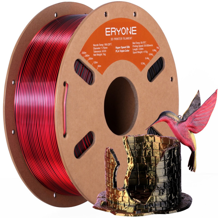 Filament PLA Silk Triple-Couleur Haute Vitesse Eryone 1,75 mm (1 kg)