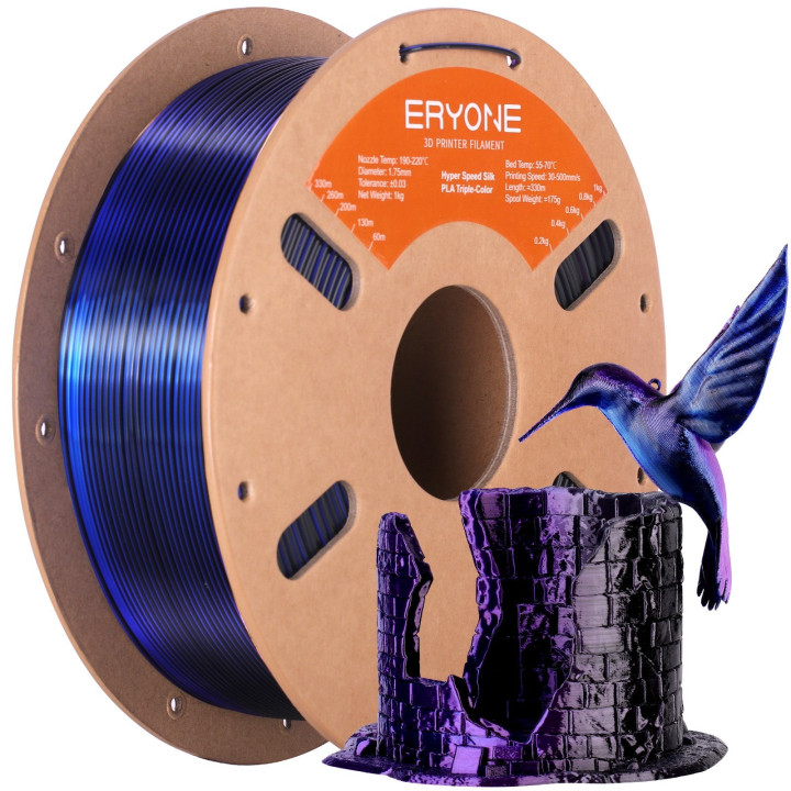 Filament PLA Silk Triple-Couleur Haute Vitesse Eryone 1,75 mm (1 kg)