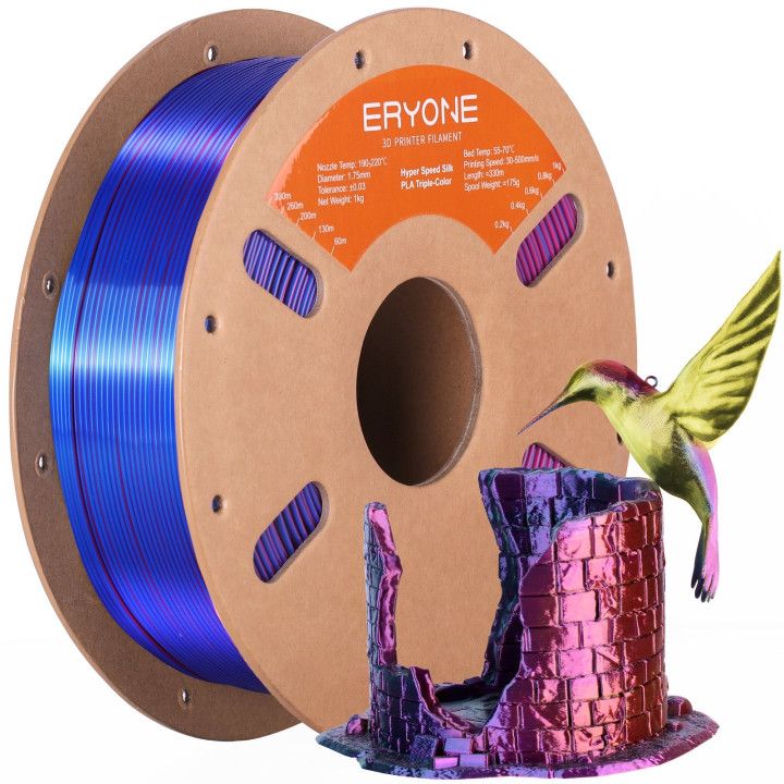 Filament PLA Silk Triple-Couleur Haute Vitesse Eryone 1,75 mm (1 kg)