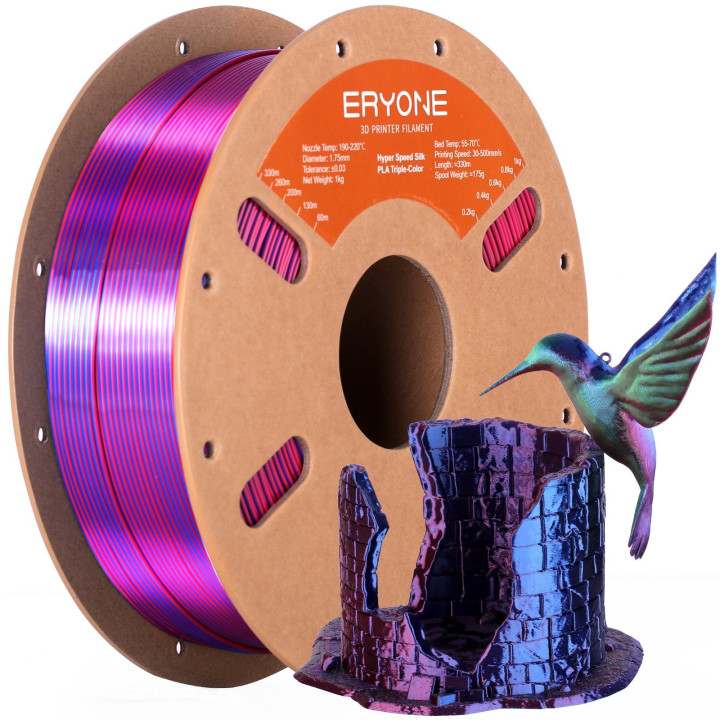 Filament PLA Silk Triple-Couleur Haute Vitesse Eryone 1,75 mm (1 kg)