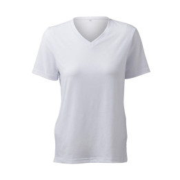 T-shirt femme col V personnalisé par sublimation - Blanc