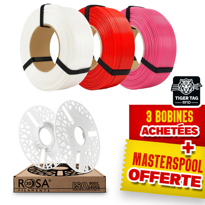 Pack Recharge Rosa3D - Lovely - PLA Starter x3 + Masterspool Offe