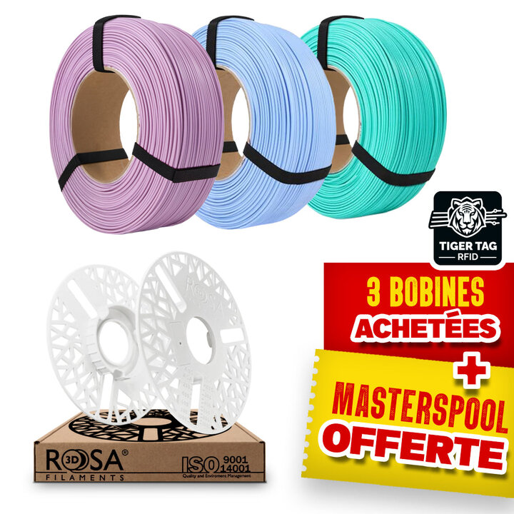Pack Recharge Rosa3D - Pastel Macaron - PLA x3 + Masterspool Offe