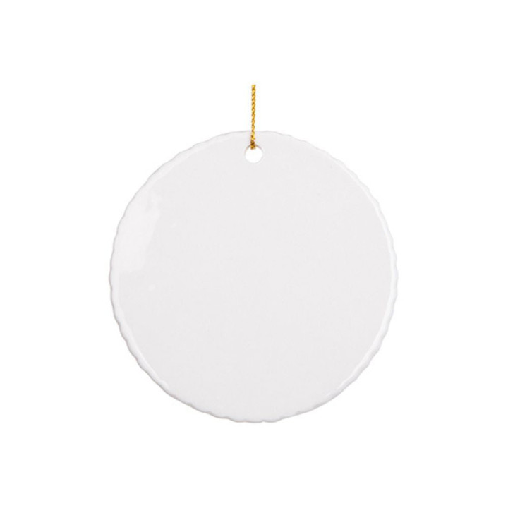 Décoration de Noël en céramique personnalisée – Rond Dentelé 7,6 cm