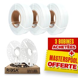 Pack Recharge Rosa3D - PLA Starter Blanc Neige x3 + Masterspool O