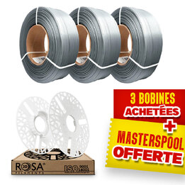 Pack Recharge Rosa3D - PLA Starter Gris x3 + Masterspool Offerte 