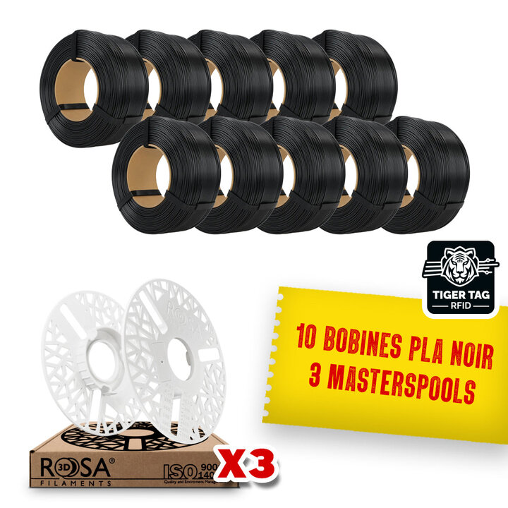 Pack Recharge Rosa3D - PLA Starter Noir + Masterspool x3 | Maison