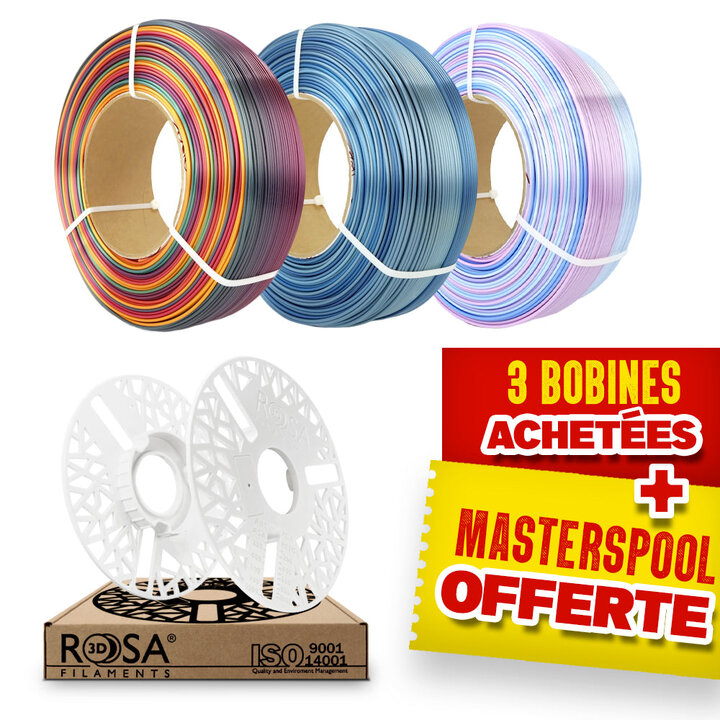 Pack Recharge Rosa3D - Arc-en-ciel - PLA Multicolore x3 + Masters