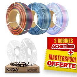 Pack Recharge Rosa3D - Arc-en-ciel - PLA Multicolore x3 + Masters
