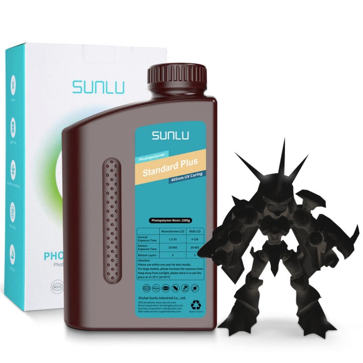 Sunlu - Résine Standard Plus - Noir (Solid Black) - 1 kg | Espace Make