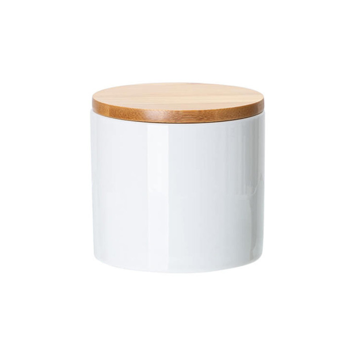 Pot en céramique personnalisé avec couvercle en bambou – Sublimation photo & couleur