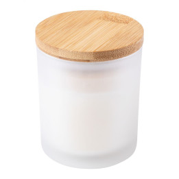 Bougie vanille en bambou gravée à votre message – Pot en verre blanc