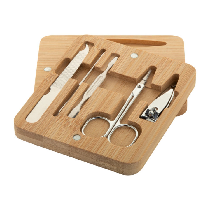 Set manucure en bambou et inox gravé à votre prénom ou message
